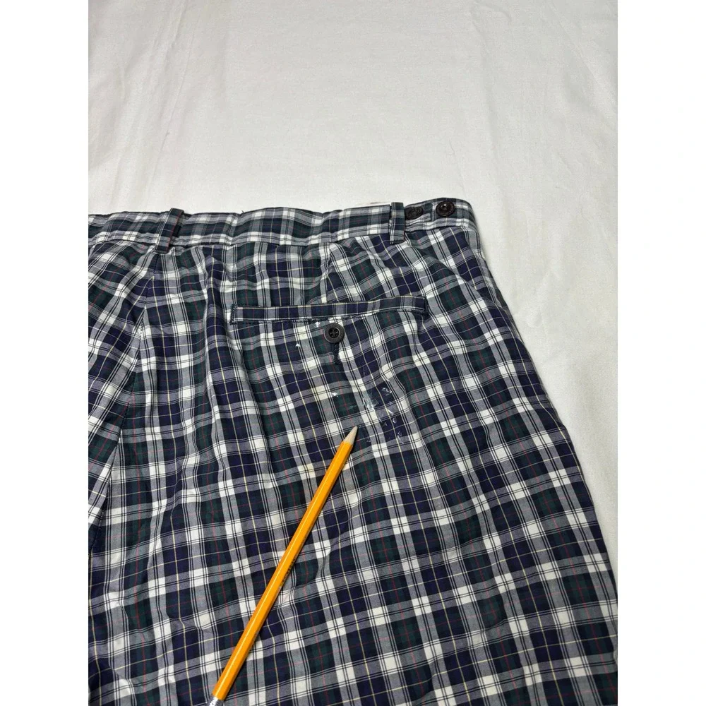 Vtg Polo Ralph Lauren Plaid Shorts Mens 36X11 Green Navy Blue Tartan Cotton Golf